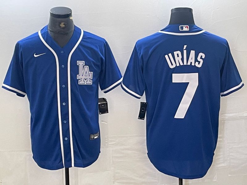 Men Los Angeles Dodgers 7 Urias Blue Second generation joint name Nike 2024 MLB Jersey style 1